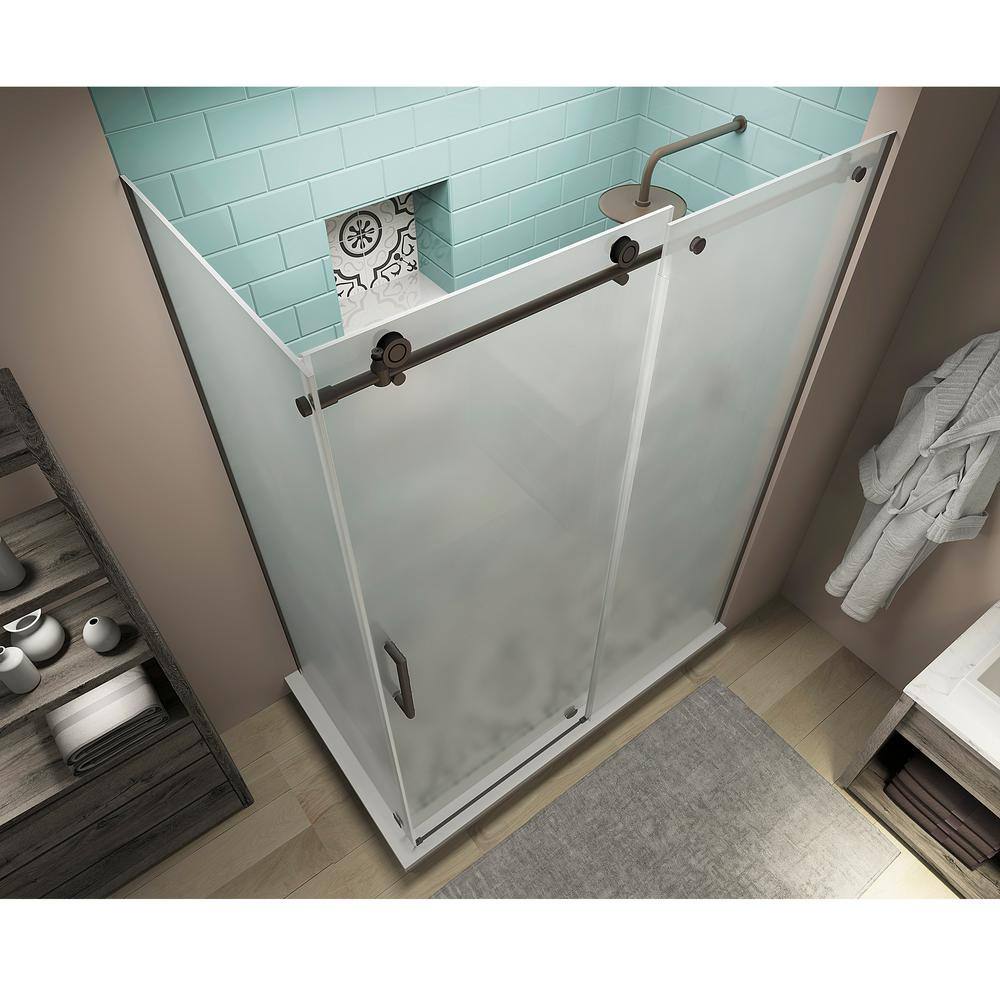 Coraline XL Bronze Frameless Sliding Shower Enclosure with Frosted Glass