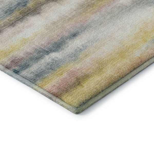 Mayfield Premium Machine Washable Abstract AMF2098 Gold 3 ft. x 4 ft. Area Rug