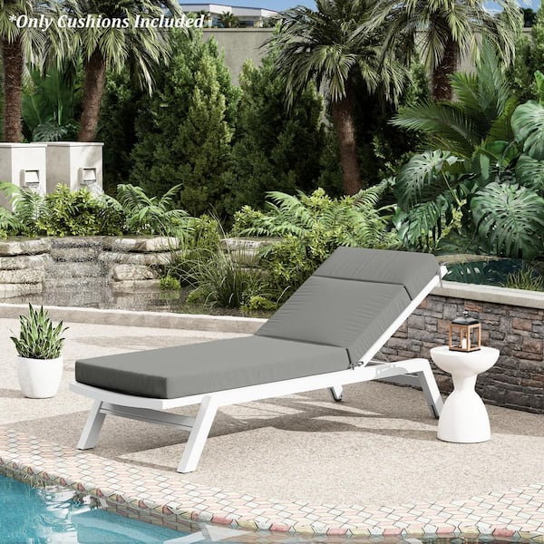 80 in. x 26 in. x 4 in. Outdoor Water-Resistant Replacement Chaise Lounge Seat Cushion Light Grey