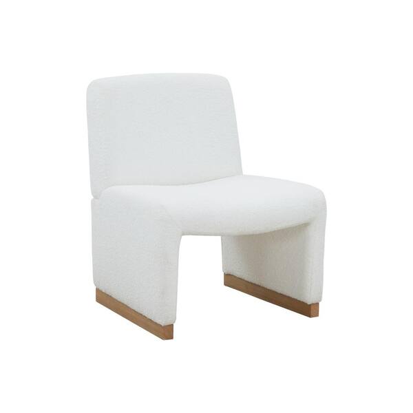Unbranded White Mid-Century Living Room Armless Chair Upholstered Slipper Chair with Soft Fabric and Wood Legs Accent Chair