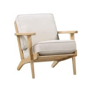 Beige Chenille Fabric Arm Chair with Reversible Back and Cuhsioned Seat