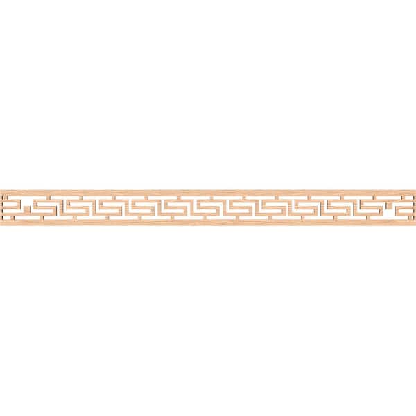 Ekena Millwork Tulum Fretwork 0.25 in. D x 46.375 in. W x 4 in. L Red Oak Wood Panel Moulding