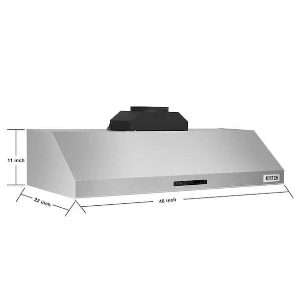 48 in. 1000 CFM Convertible Wall-Mounted Range Hood with LED Lights Downdraft System in Stainless Steel
