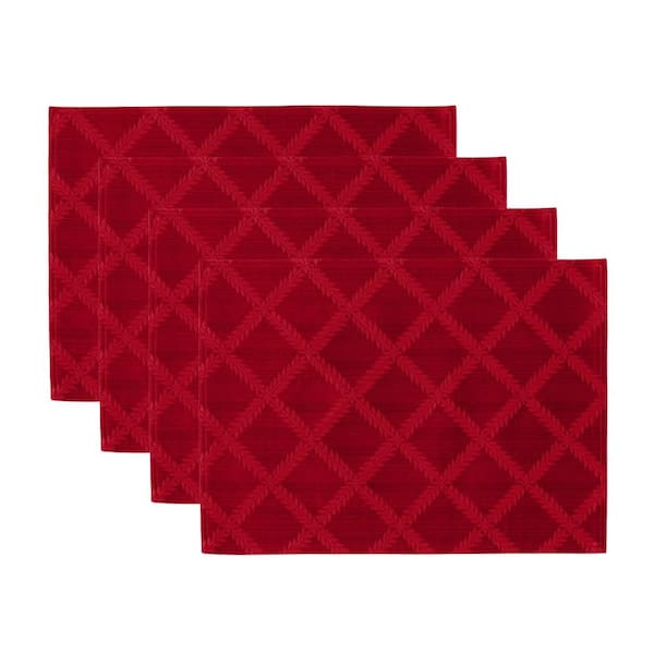 Laurel Leaf Placemats, Set of 4, Red - 13"W x 18"L