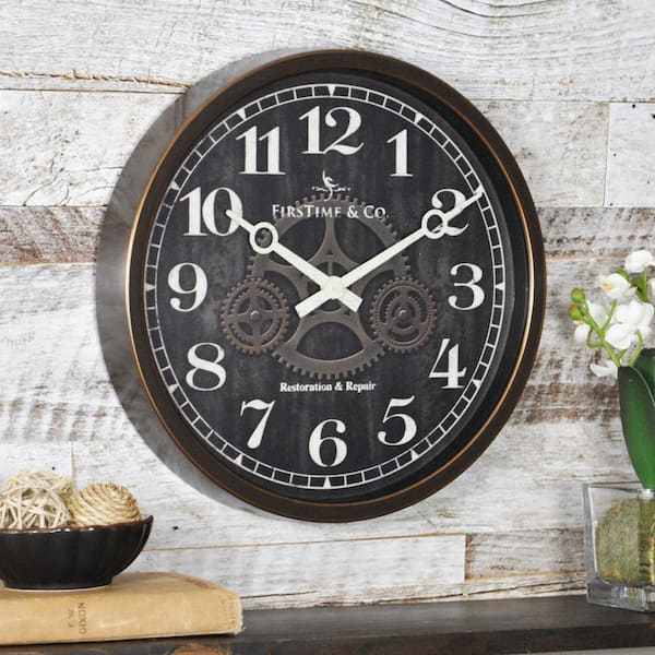FirsTime 12 in. Round Industrial Gears Wall Clock