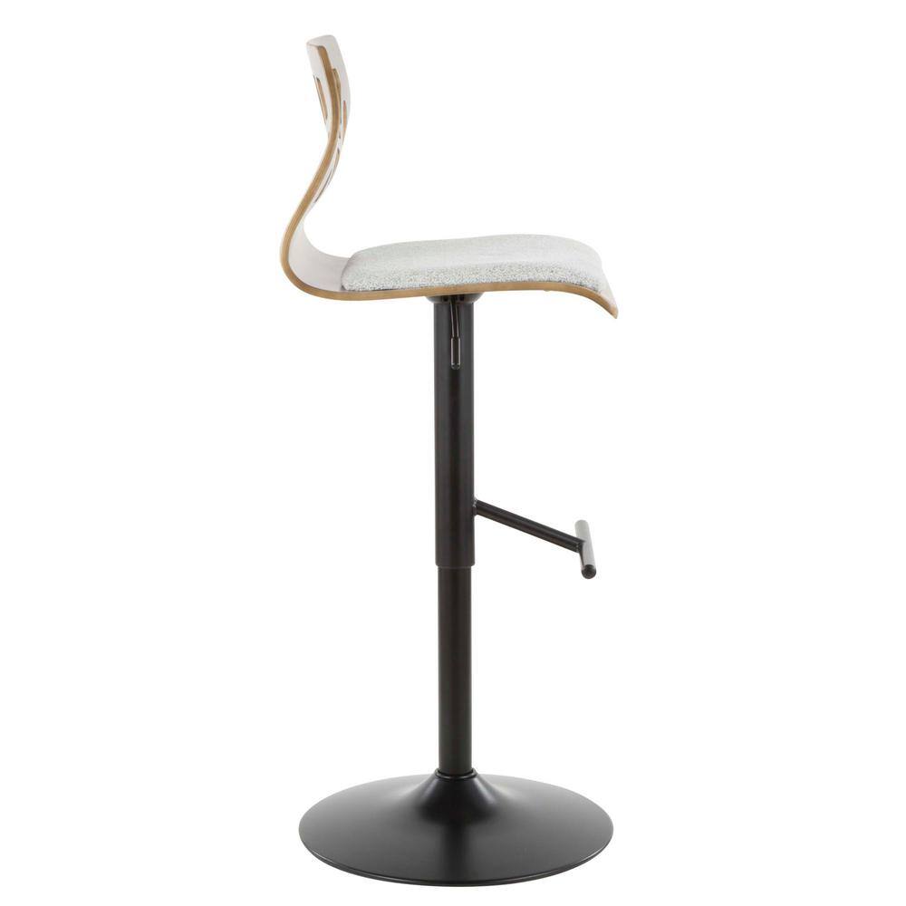 Gray Walnut Adjustable Swivel Barstool with Cut-Out Backrest