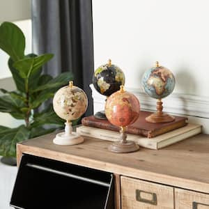 7 in. Multi Colored Metal Small Decorative Globe (Set of 4)