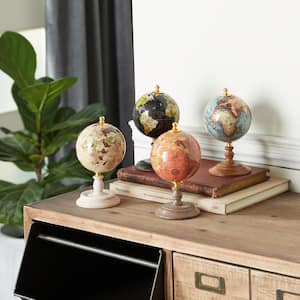 7 in. Multi Colored Metal Traditional Decorative Globe (Set of 4)