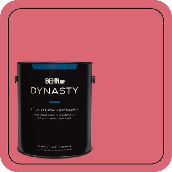 BEHR DYNASTY 1 Gal. #P150-5A Strawberry Taffy Satin Enamel Interior Stain-Blocking Paint and Primer
