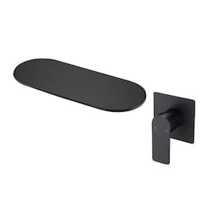 Single Handle Oval Waterfall Wall Mounted Faucet in Matte Black