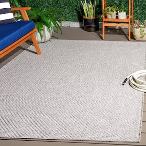 Sisal All-Weather Light Gray 7 ft. x 7 ft. Solid Woven Indoor/Outdoor Square Area Rug