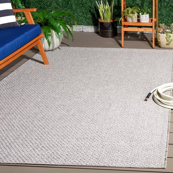 Sisal All-Weather Light Gray 7 ft. x 7 ft. Solid Woven Indoor/Outdoor Square Area Rug