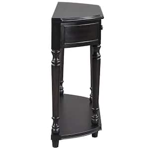 52 in. W 33.4 in. H x 12.6 in. D Solid Wood Rectangular Console Table with 2 Drawers and Shelf in Black