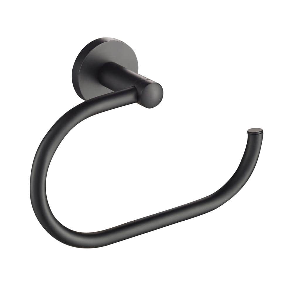 Matte Black Modern Wall Mounted Towel Ring