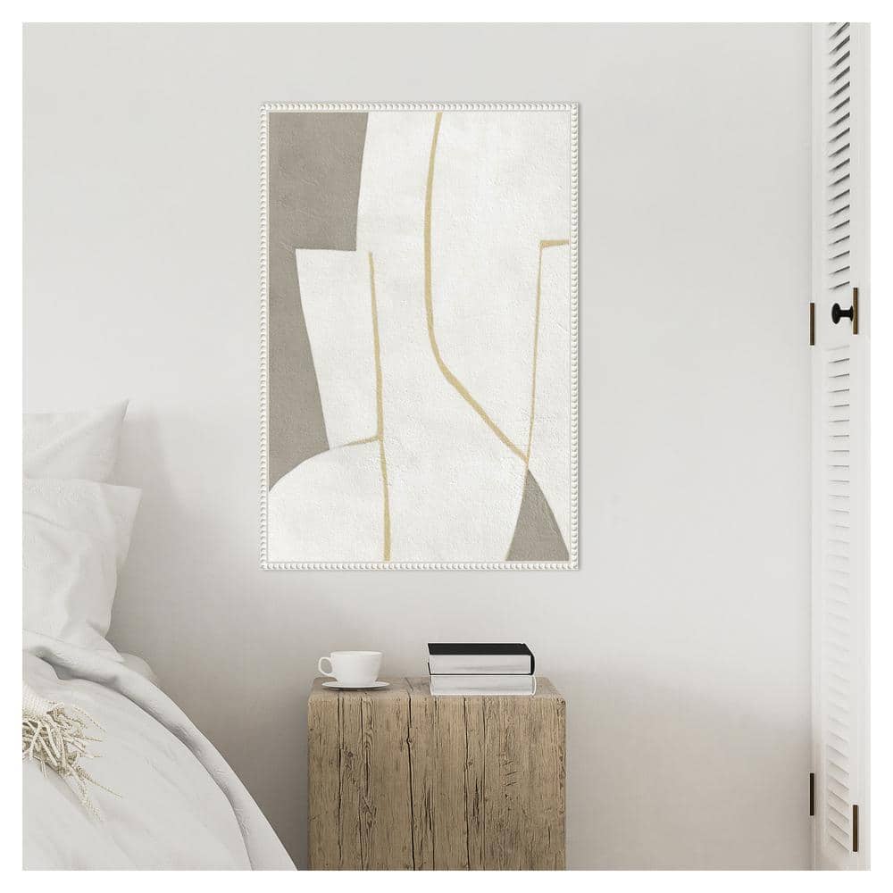 Beaded White and Gray Abstract Canvas Wall Art