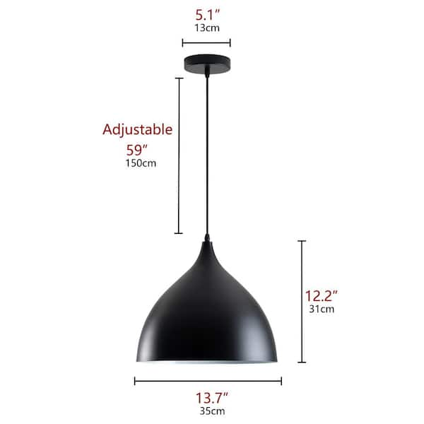 aiwen 13.7 in. 1-Light Black Island Industrial Pendant Light