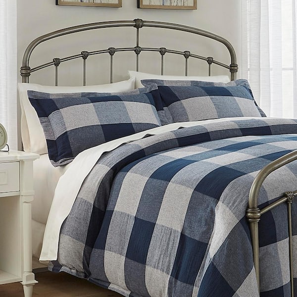 Blue Plaid Full Queen Duvet Cover Set, Difference Between King And Queen Duvet Cover Sets