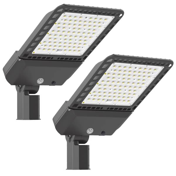 Bieuoram Outdoor Integrated LED 300-Watt Slip Fitter Parking Lot Area Light 5000K 39000 Lumens with Photocell (2-pack)