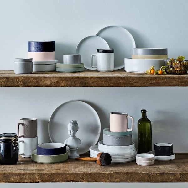 Colortex Stone Navy 6 in. Porcelain Small Plates (Set of 4)