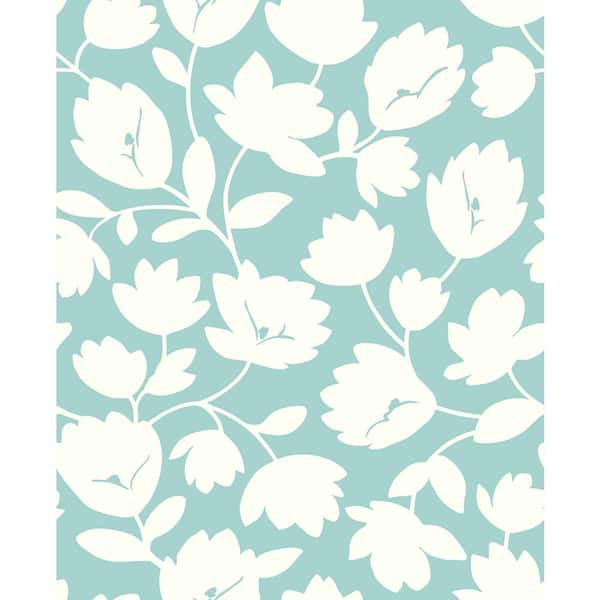 A-Street Prints Astrid Turquoise Floral Paper Strippable Roll (Covers 56.4 sq. ft.)