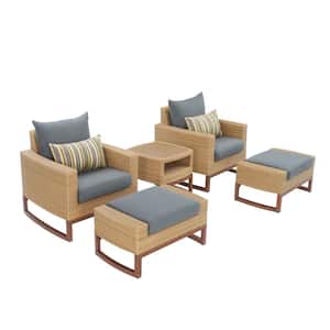 Mili 5-Piece Wicker Patio Deep Seating Conversation Set with Sunbrella Charcoal Grey Cushions