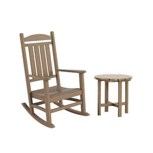 Kenly Weatherwood 2-Piece Plastic Outdoor Rocking Chair Set