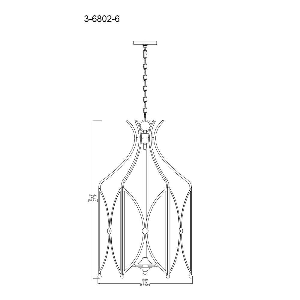 Noble Brass and Clear Glass 6-Light Pendant