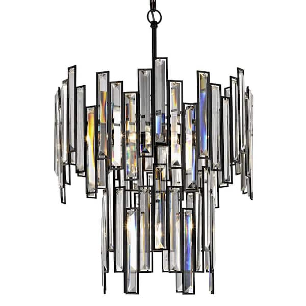 Fifth and Main Lighting Madison 18 in. 4-Light Aged Bronze Two Tier Frame with Crystal Prisms