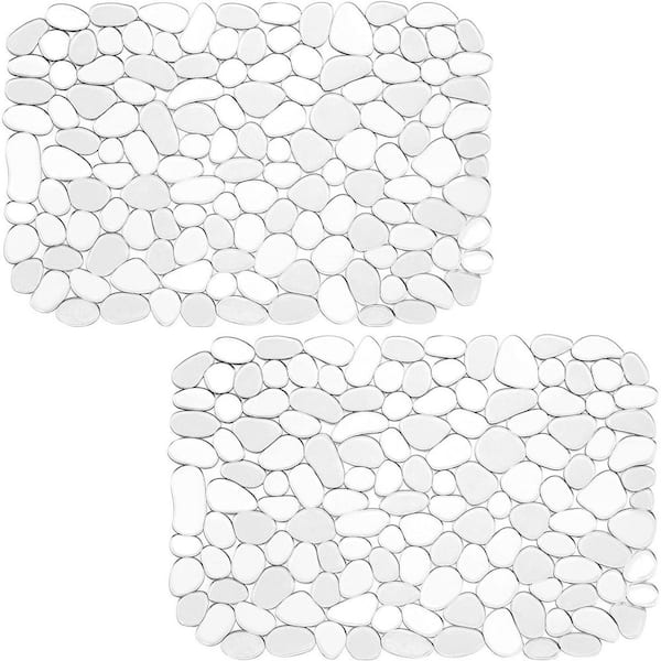 15.8in.x11.8in. Kitchen Sink Protector Mat 2Pack Clear PVC Pebble Design Sink Bottom Pad Eco-Friendly Cuttable Non-Toxic