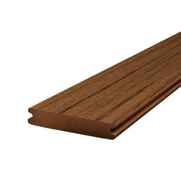 Trex Transcend 1 in. x 6 in. x 16 ft. Spiced Rum Grooved Edge Brown Composite Deck Board