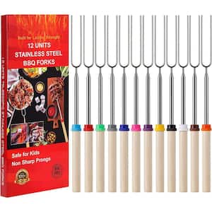 32 in. L Fire Pit Kit Marshmallow Grilling Skewer Kebabs for Camping Hot Dog Campfire Grill (12-Pack)