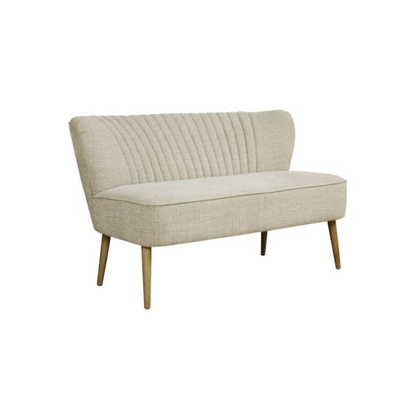 Accentrics Home 50.4 in. Oatmeal Cream Vertical Channel Polyester 2-Seater Armless Settee with Tapered Wood Legs