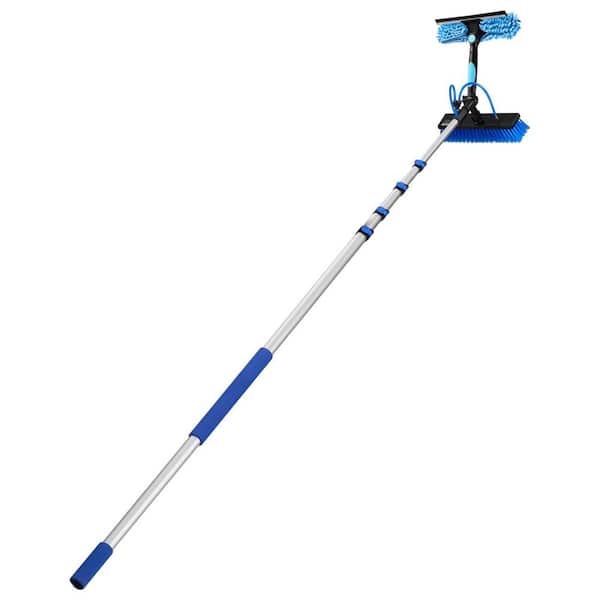 Water Fed Pole Kit, 24 ft.Solar Panel Cleaning Pole with Extendable Aluminum Telescopic Pole, 180° Rotatable Brush Head