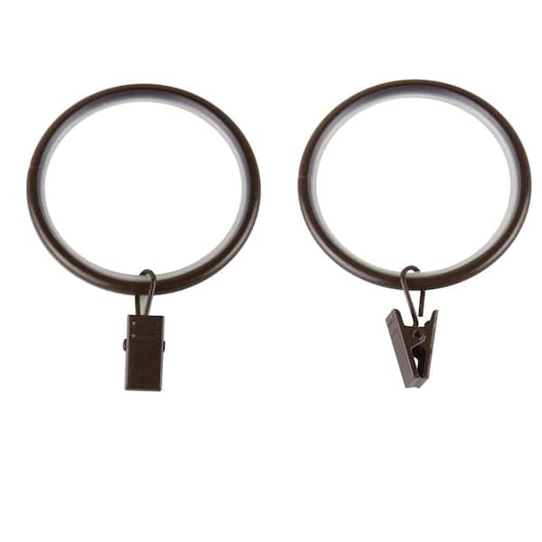 EMOH Cocoa Steel Curtain Rings with Clips (Set of 10)