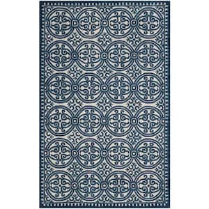 Cambridge Ivory/Navy 6 ft. x 9 ft. Geometric Area Rug