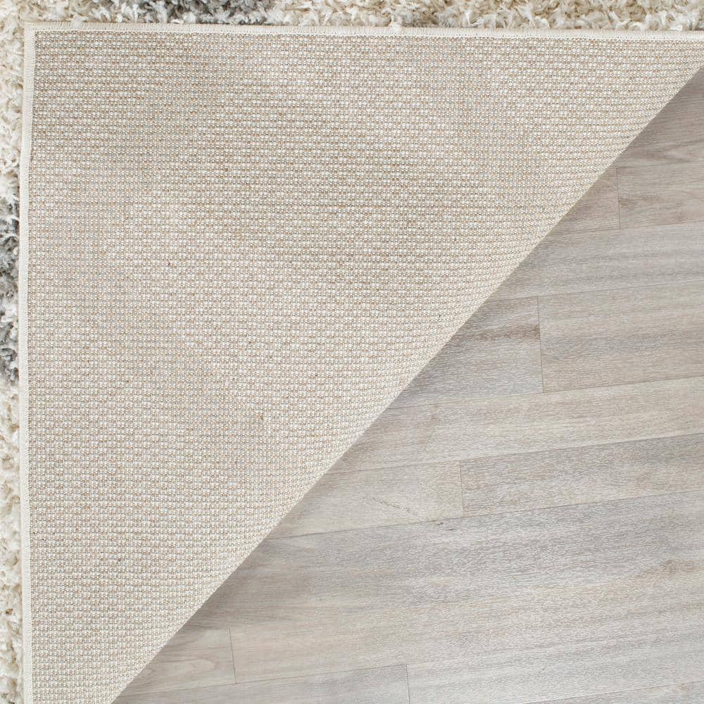 Ivory & Grey Diamond Shag Synthetic Area Rug, 8' x 10'
