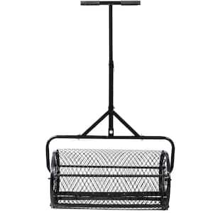 24 in. Peat Moss Spreader Metal Mesh, T Shaped Handle for Planting Seeding, Lawn and Garden Care Spreaders Lawn Roller