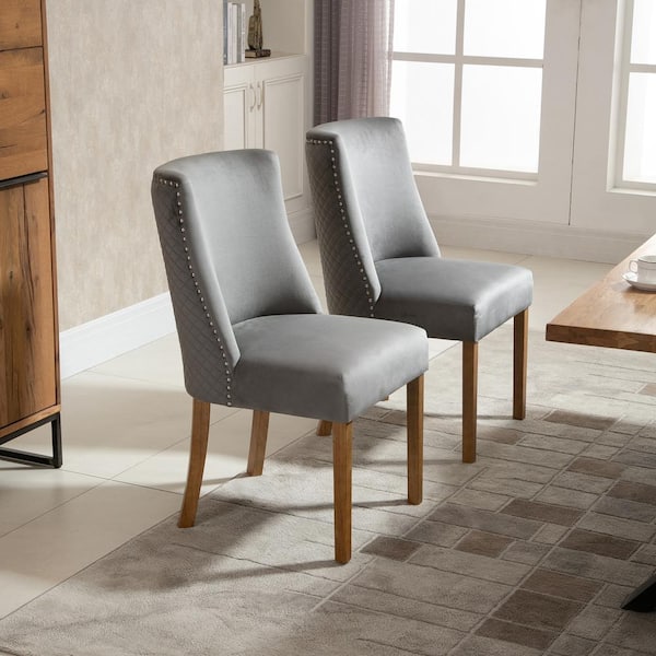 Homcom Light Grey Modern Living Room, Dining Room Chairs With Light Wood Legs