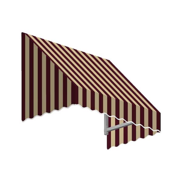 AWNTECH 4.38 ft. Wide San Francisco Window/Entry Fixed Awning (24 in. H x 48 in. D) Burgundy/Tan