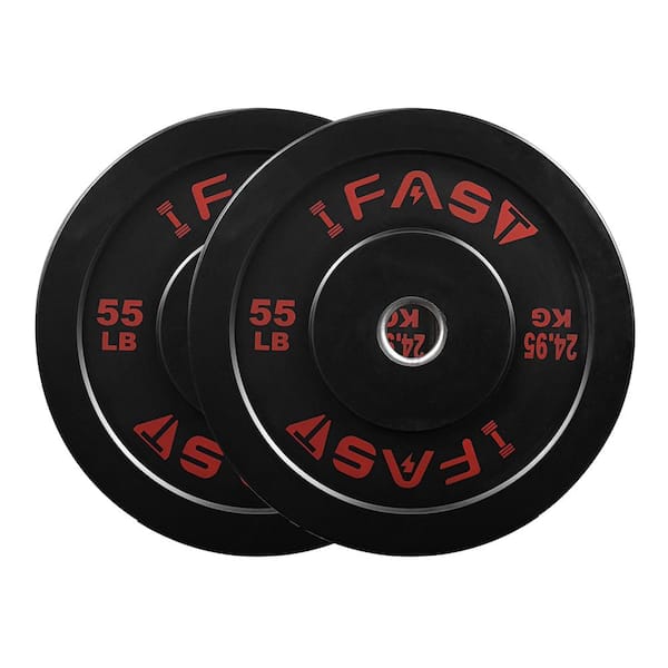 Tidoin 2-Piece 55 lb. Rubber Olympic Bumper Weight Plates for 2 in. Barbell Bar