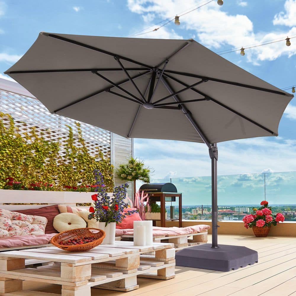 coolaroo 12-ft round cantilever patio umbrella instructions JOYESERY 11 ft. Outdoor Round Cantilever Patio Umbrella, Solution-Dyed Fabric Aluminum Frame in Gray