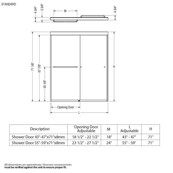 MAAX Aura SC 60 in. x 71 in. Semi-Frameless Sliding Shower Door in