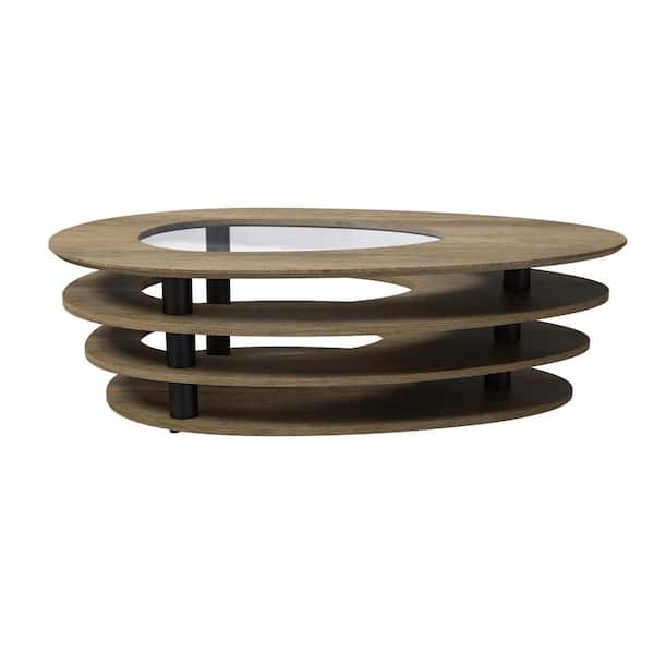 Boyel Living 41.73 in. Light Brown Elliptical Particle Board Coffee Table