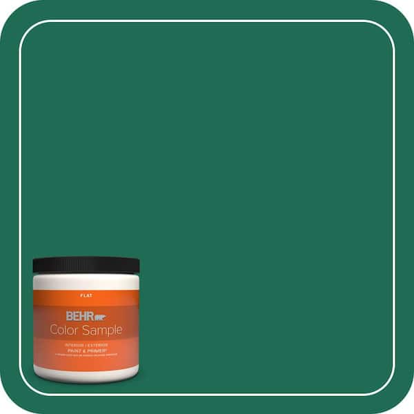BEHR PREMIUM PLUS 8 oz. #P430-7 Sparkling Emerald Flat Interior/Exterior Paint & Primer Color Sample