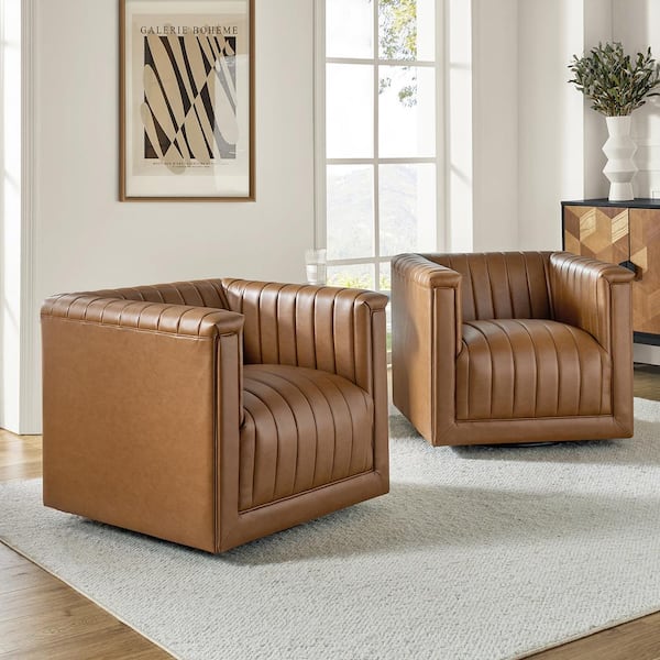 Rosa Camel Modern Upholstered Swivel Chair (Set of 2)