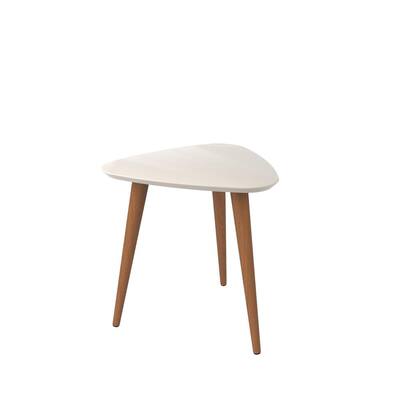 Utopia 19.68 in. H Off-White Triangle End Table with Splayed Wooden Legs
