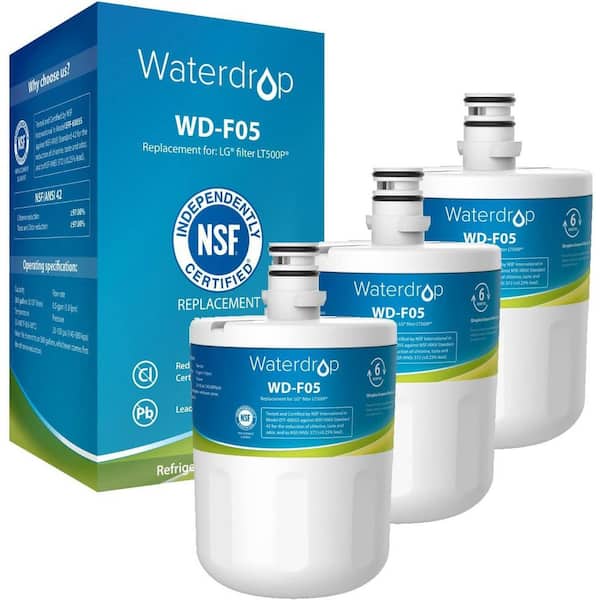 Waterdrop 5231JA2002A Refrigerator Water Filter, Replacement for LG LT500P, GEN11042FR-08, ADQ72910911, ADQ72910901, 3-Pack
