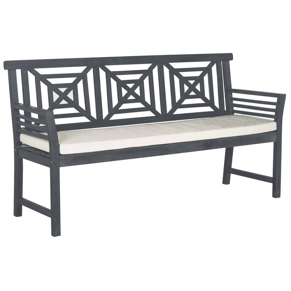 Del Mar Ash Grey 3-Seat Outdoor Bench with Beige Cushion