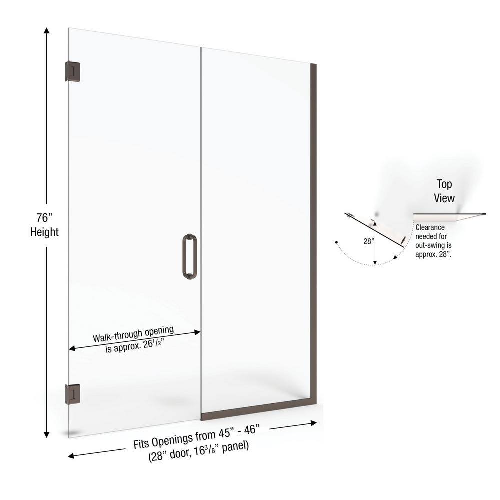 Celesta 76" High Oil Rubbed Bronze Frameless Shower Door