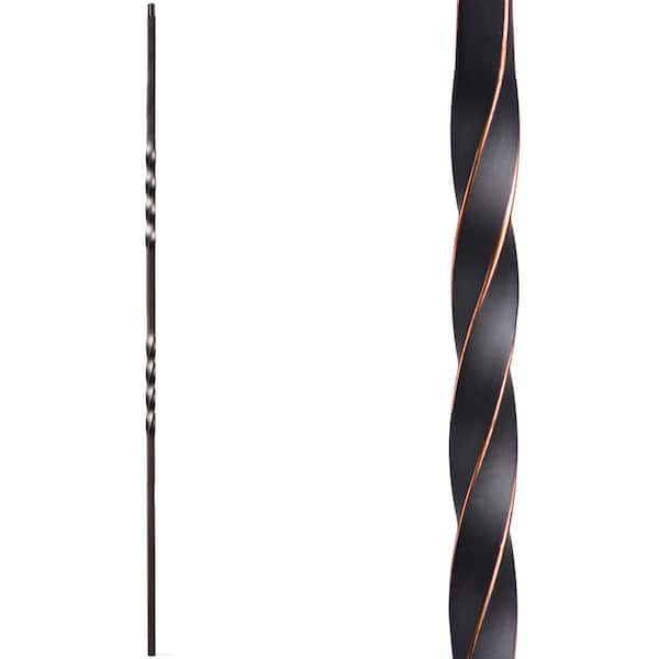 HOUSE OF FORGINGS Twist and Basket 44 in. x 0.5 in. Oil Rubbed Copper Double Twist Solid Wrought Iron Baluster